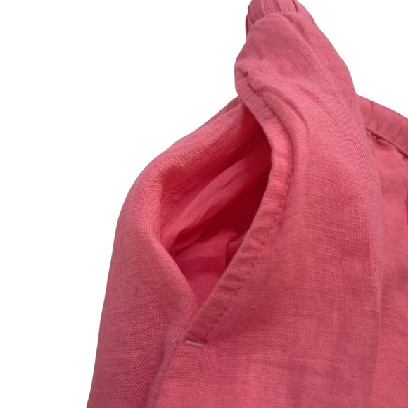 Talbots Linen Drawstring Midi‎ Skirt Women's Large Pink Pull On Pockets Vacation - Picture 6 of 9